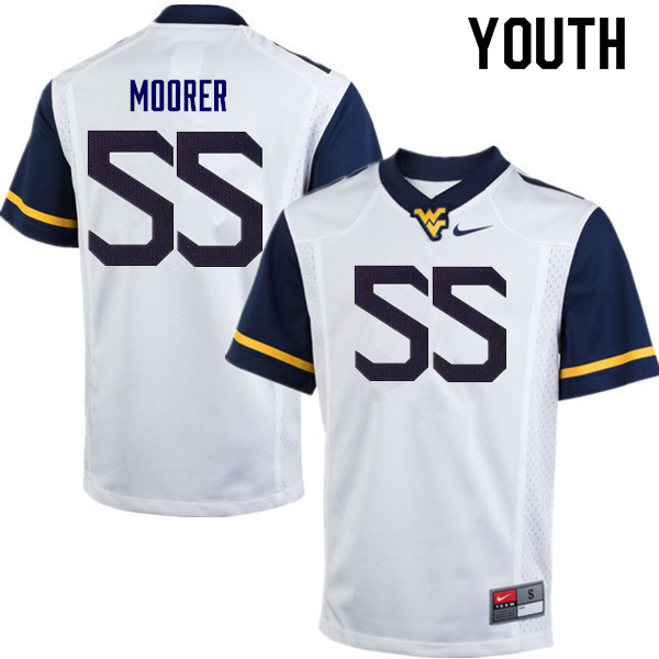 Youth #55 Parker Moorer West Virginia Mountaineers College Football Jerseys Sale-White